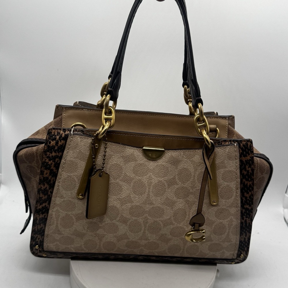 Coach Dreamer 27 Blocked Satchel Bag Snakeskin Detail 93810 No Shoulder Strap